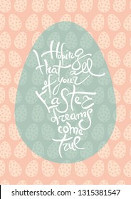 Happy Easter card. Quote on pattern background