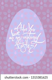 Happy Easter card. Quote on pattern background