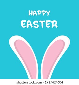 Happy easter card with rabbit ears. Easter bunny. Concept of a card with wishes