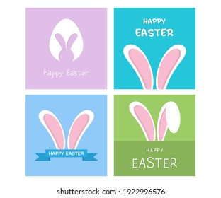 Happy easter card with rabbit ears. Easter bunny. Concept of a card with wishes