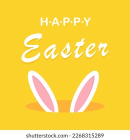 Happy Easter card with rabbit ears vector illustration in cartoon style