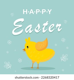 Happy Easter card with rabbit ears vector illustration in cartoon style