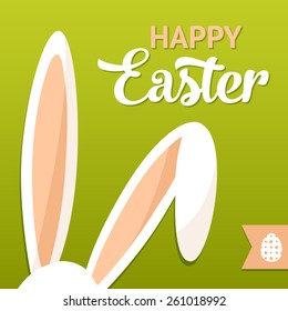 Happy Easter card with rabbit ears