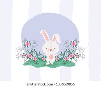 happy easter card with rabbit in the garden