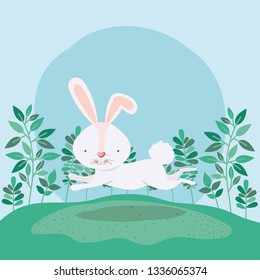 happy easter card with rabbit in the garden
