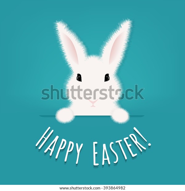 Happy Easter Card With Rabbit With Gradient\
Mesh, Vector\
Illustration