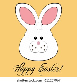 Happy Easter card. rabbit on an orange background. Vector.