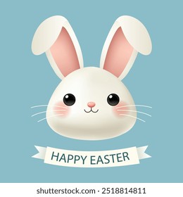  Happy Easter card with rabbit. Simple vector decoration