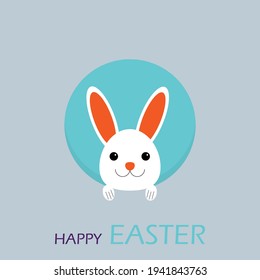 Happy Easter card with rabbit. Vector illustration.