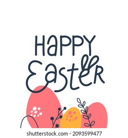 Happy easter card. Rose, white color. Beautiful white background. Flyer design. Vector concept.