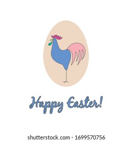 Happy Easter card with roster and egg