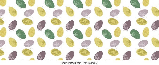 Happy Easter card seamless pattern with decorated Easter eggs Vector illustration flat design for invitations, prints, wrapping paper