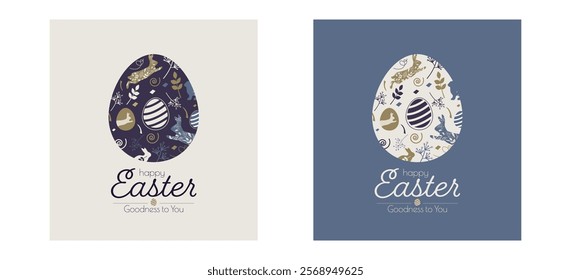 Happy Easter card set. Modern minimal design.