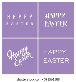 Happy easter card set on purple background