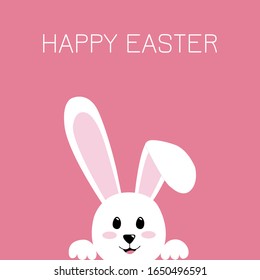 Happy Easter card with a smiling rabbit. Vector illustration.