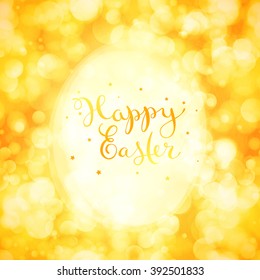 Happy Easter card with sparkling lights, vector illustration