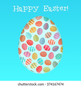 Happy easter card template with colorful eggs pattern