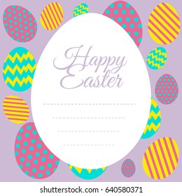 Fröhliche Osterkartenvorlage mit bunter Eiergrafik