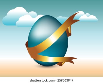 Happy Easter card template, with Easter eggs.