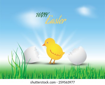 Happy Easter card template, with Easter eggs.
