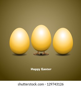 Happy Easter Card - three eggs with legs