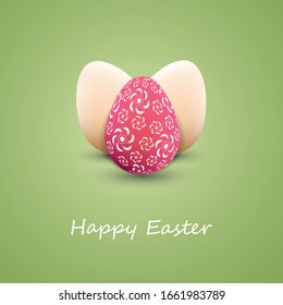 Happy Easter Card with Three Easter Eggs