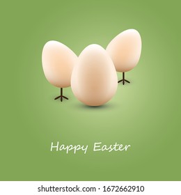 Happy Easter Card with Three Funny Walking Easter Eggs