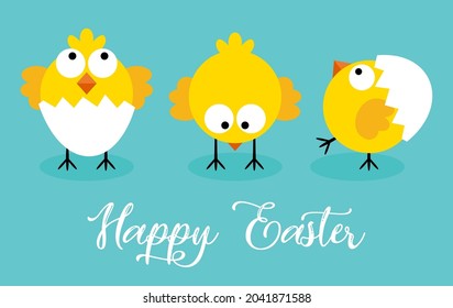 Happy Easter card with three little chicks
