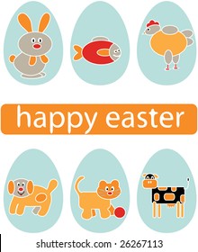 happy easter card - vector eggs set part 5