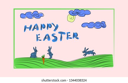 Happy Easter - card. Vector illustration.