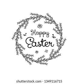 Happy Easter card - vector illustration with flowers.