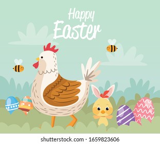 happy easter card with vector illustration design