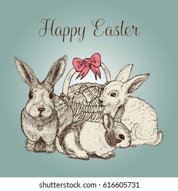 Happy Easter Card in vintage style