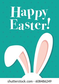 Happy Easter Card/Poster with bunny ears - Vector