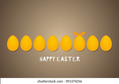 Happy easter cards with Easter bunnies and Easter eggs. Vector illustration.