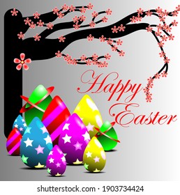 Happy Easter cards, with cherry blossoms in full bloom