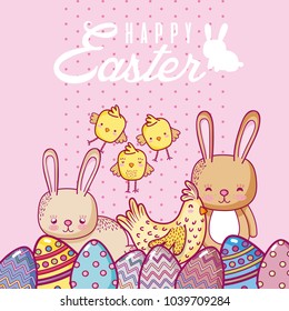 Happy easter cards collection with cute animals