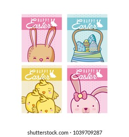 Happy easter cards collection with cute animals