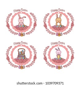 Happy easter cards collection with cute animals