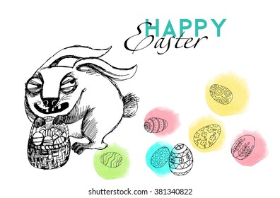 Happy Easter cards design with funny Easter Bunny