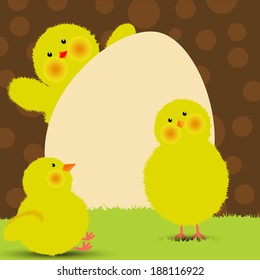 Happy easter cards easy to edit vector illustration with easter egg, Easter cute chick  family