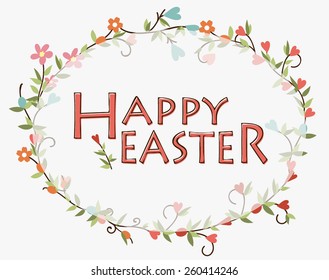 Happy easter cards with Floral bouquets. Vector illustration.