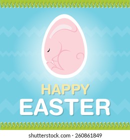 Happy easter cards illustration with easter bunny eggs
