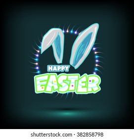 Happy easter cards illustration with easter bunny, easter rabbit and font.