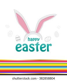 Happy easter cards illustration with easter bunny, easter rabbit and font.