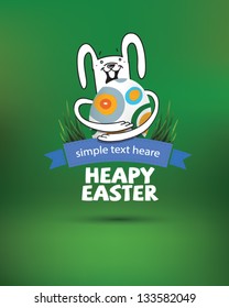 Happy easter cards illustration  with easter egg, easter rabbit, and font.