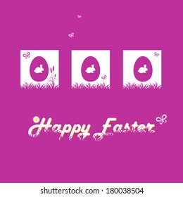 Happy easter cards illustration with easter egg, rabbit and butterfly. Vector.