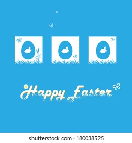 Happy easter cards illustration with easter egg, rabbit and butterfly. Vector.