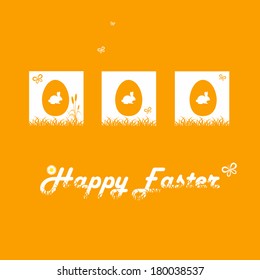 Happy easter cards illustration with easter egg, rabbit and butterfly. Vector.