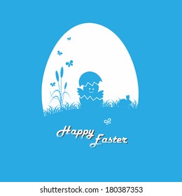 Happy easter cards illustration with easter egg  and fonts. Vector.